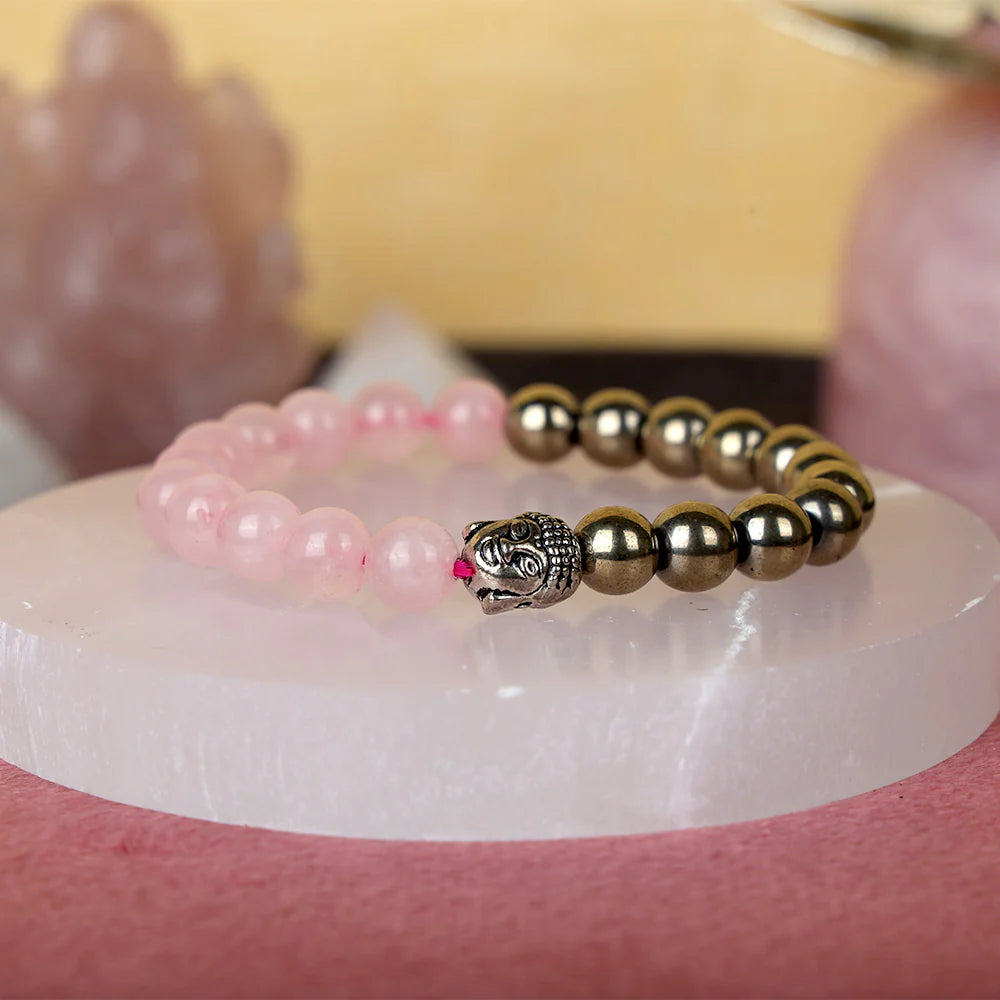 Astro Vedic Rose Quartz & Golden Pyrite Bracelet