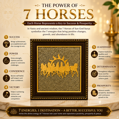 7 Horses on Raw Pyrite Photo Frame for Vastu