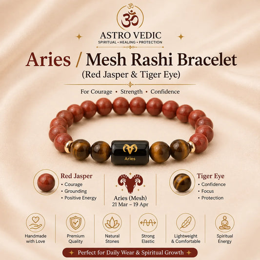 Aries/Mesh Rashi Bracelet (Red Jasper & Tiger Eye)