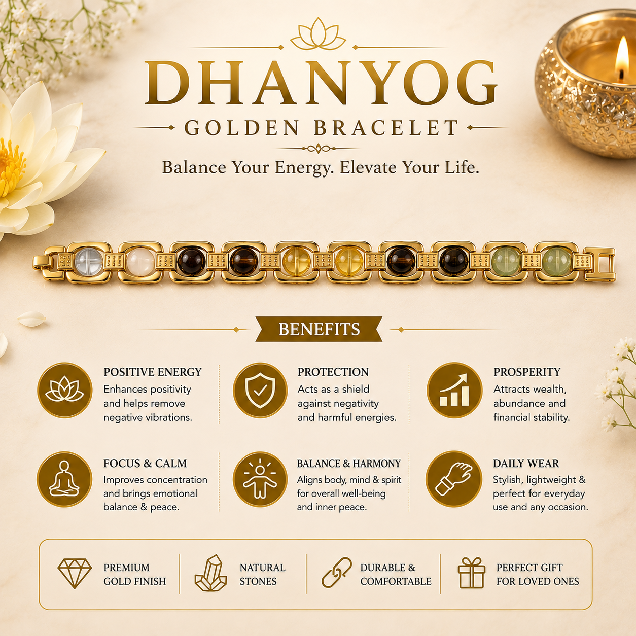 Metal Dhan Yog Bracelet - Golden