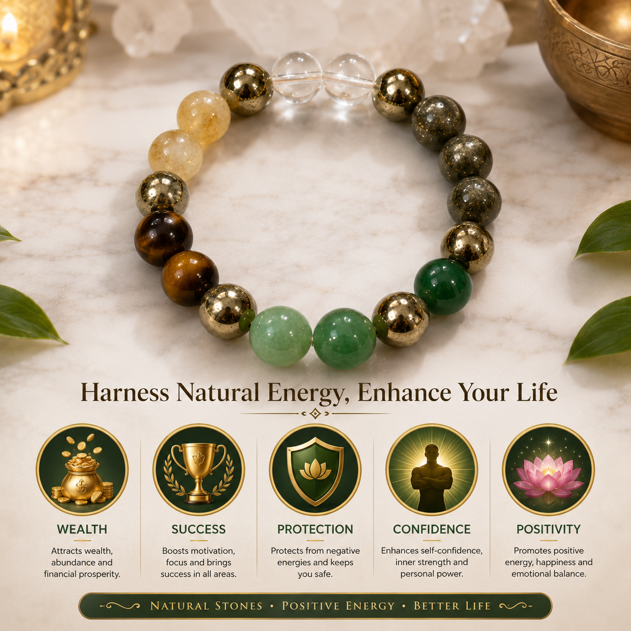Dhanyog Wealth Attraction Natural Stone Bracelet