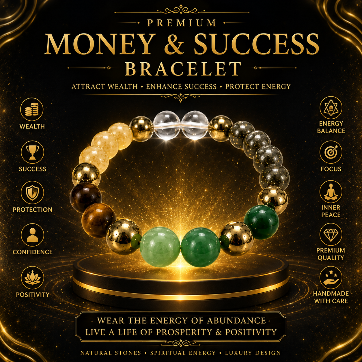 Dhanyog Wealth Attraction Natural Stone Bracelet