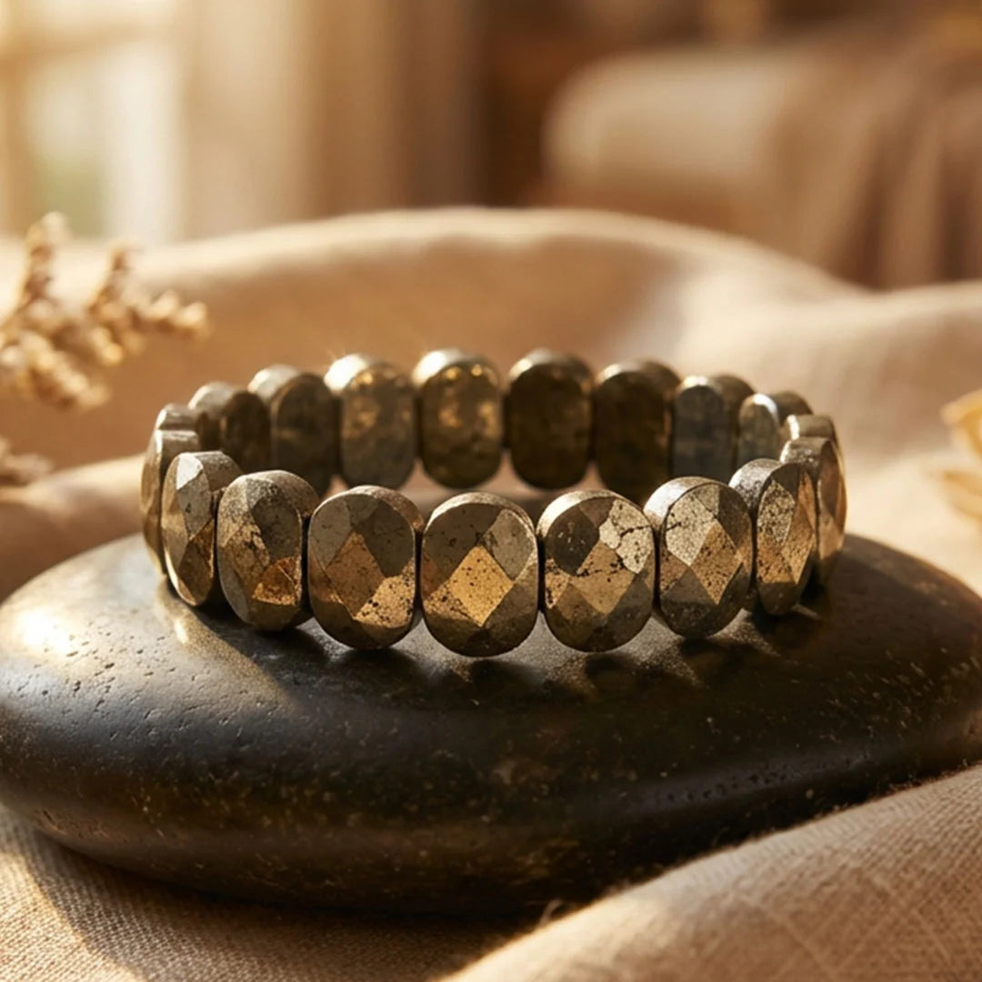 Astro Vedic Flat Beaded Pyrite Stone Bracelet