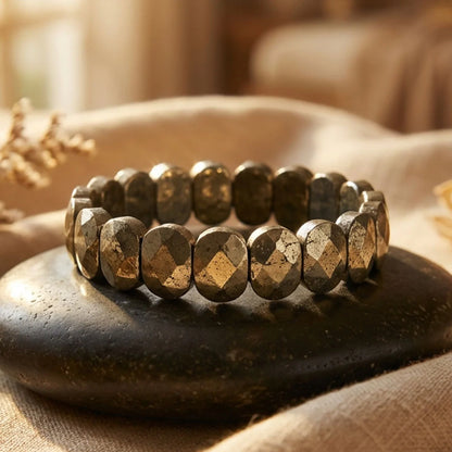 Astro Vedic Flat Beaded Pyrite Stone Bracelet