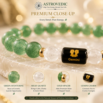 Gemini / Mithun Rashi Bracelet (Green Aventurine & Milky Quartz)