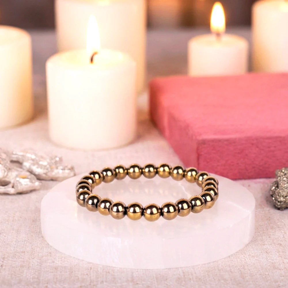 Astro Vedic Golden Pyrite Beaded Bracelet