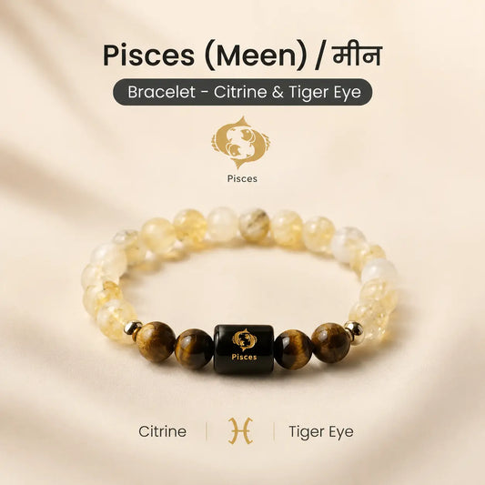 Pisces / Meen Rashi Bracelet (Citrine & Tiger Eye)