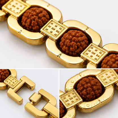 Gold Plated Rudraksha Bracelet | Luxury Spiritual Bracelet