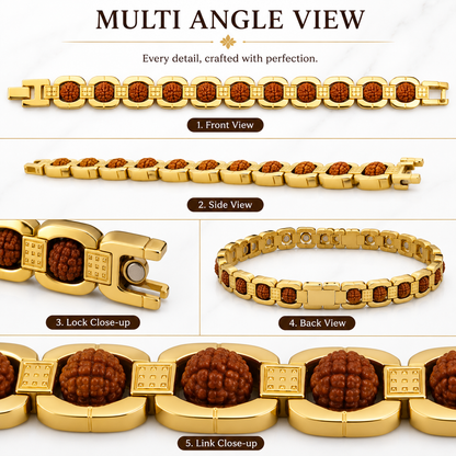 Gold Plated Rudraksha Bracelet | Luxury Spiritual Bracelet