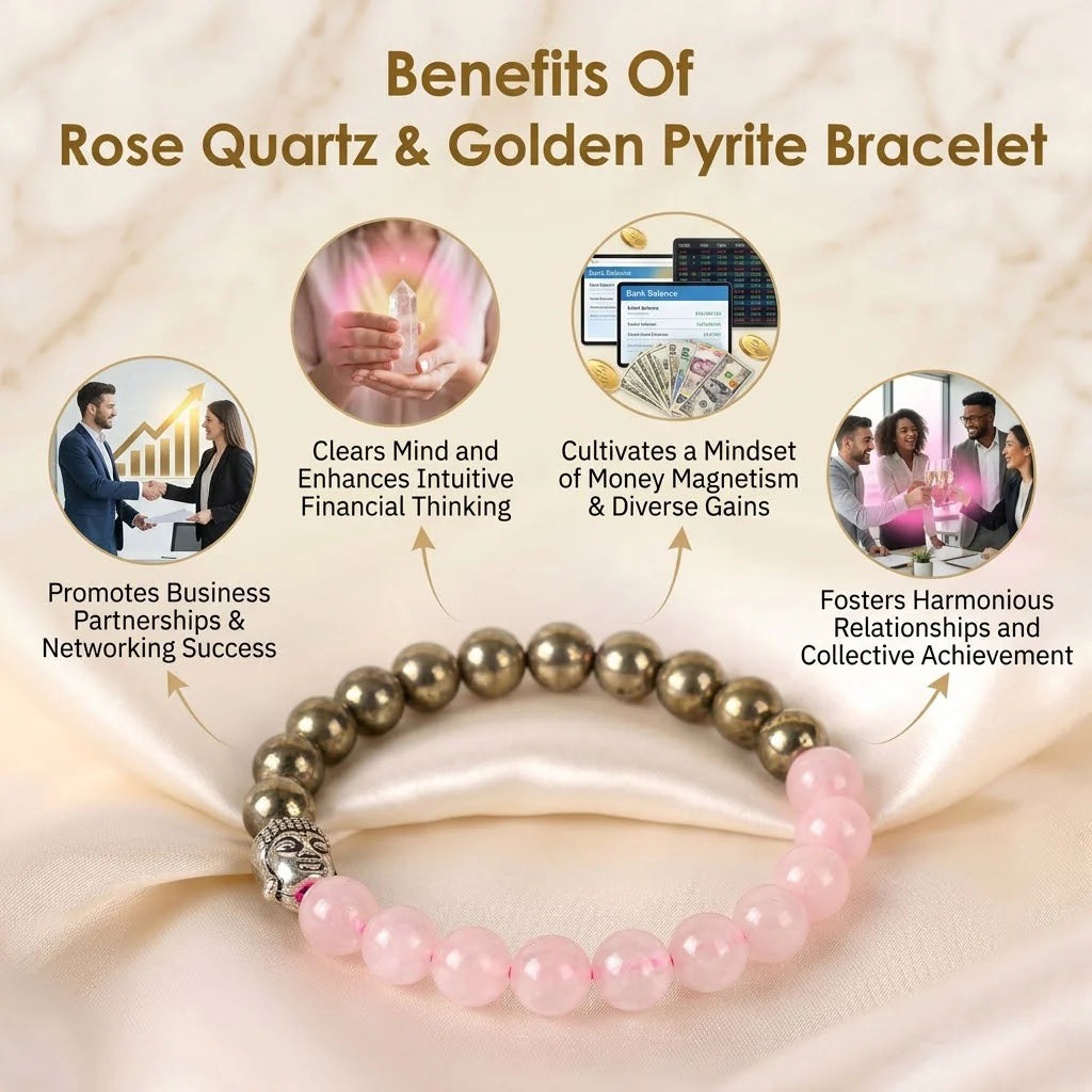 Astro Vedic Rose Quartz & Golden Pyrite Bracelet
