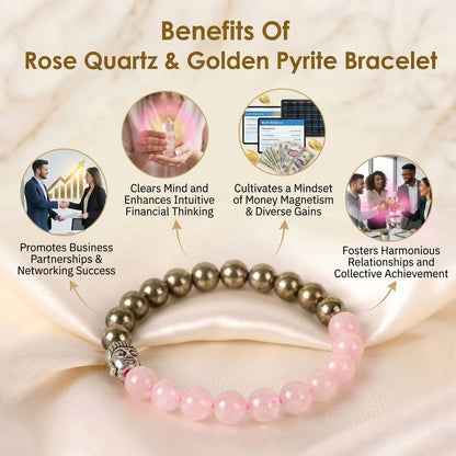 Astro Vedic Rose Quartz & Golden Pyrite Bracelet