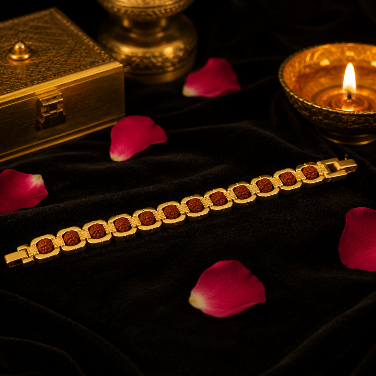 Gold Plated Rudraksha Bracelet | Luxury Spiritual Bracelet