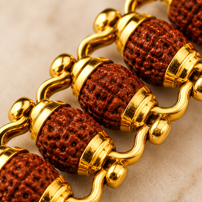 Gold Plated Modern Rudraksha Bracelet