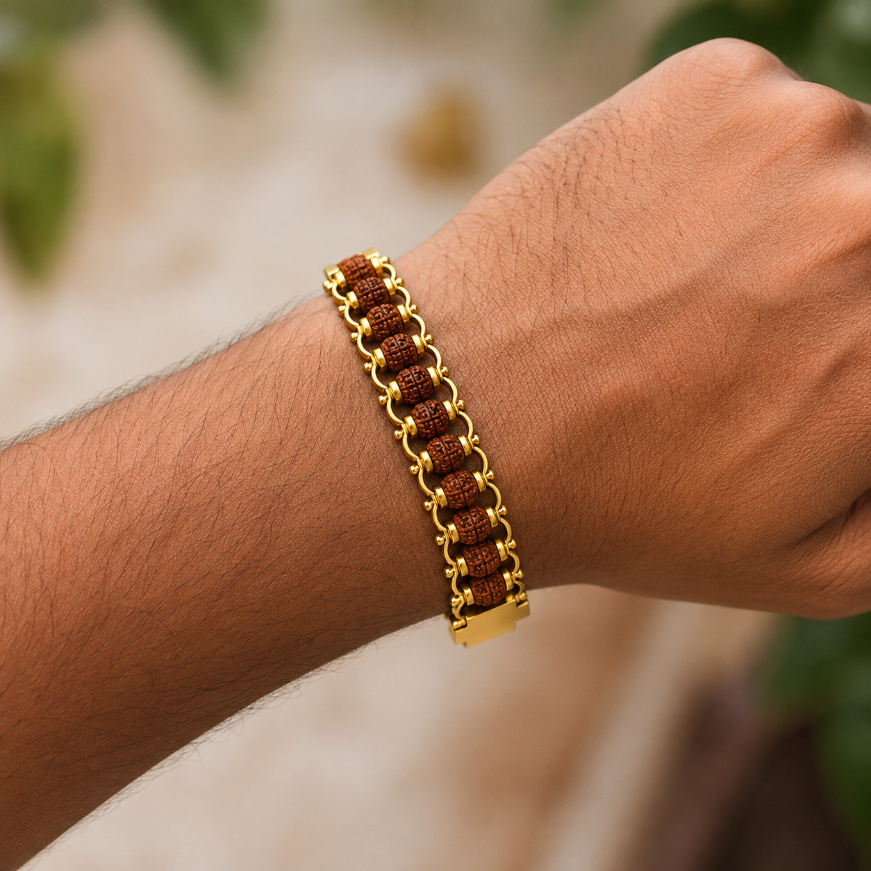 Gold Plated Modern Rudraksha Bracelet