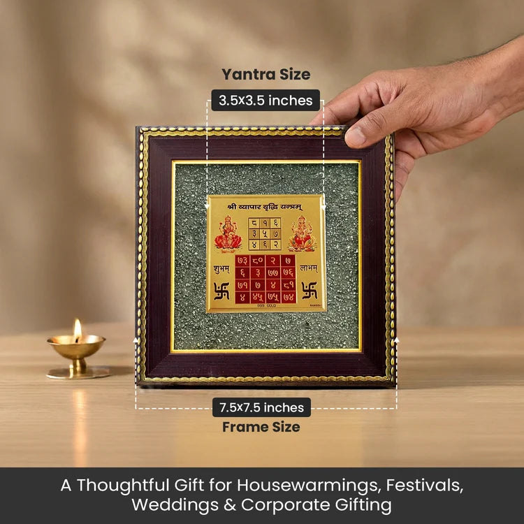 Vyapar Vriddhi Yantra on Raw Pyrite Frame