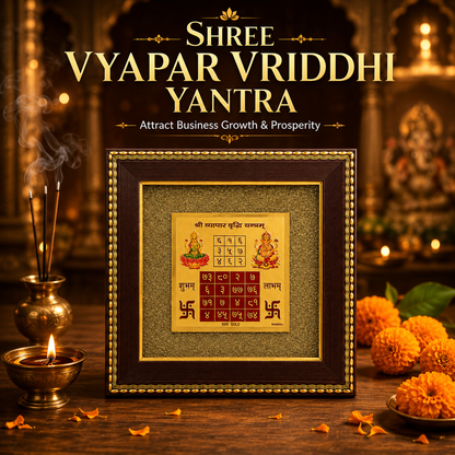 Vyapar Vriddhi Yantra on Raw Pyrite Frame
