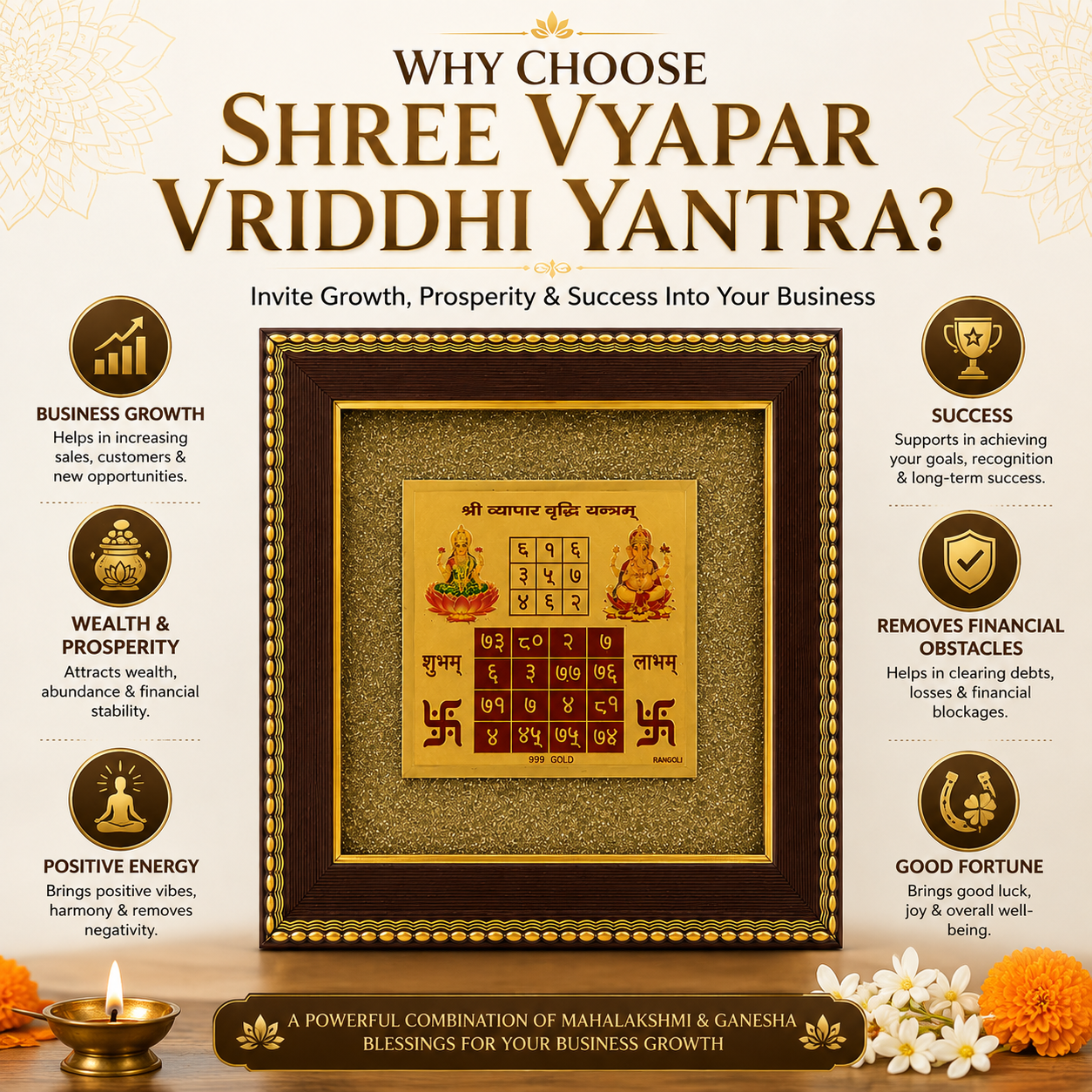 Vyapar Vriddhi Yantra on Raw Pyrite Frame