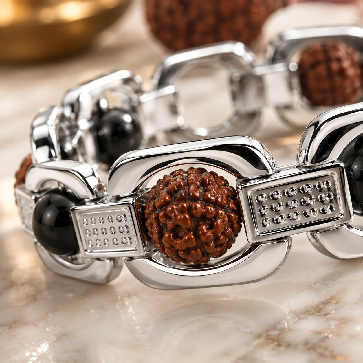 Silver Plated Essential Rudraksha Karungali Bracelet