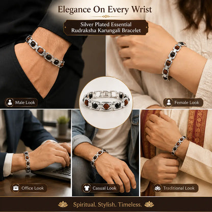 Silver Plated Essential Rudraksha Karungali Bracelet
