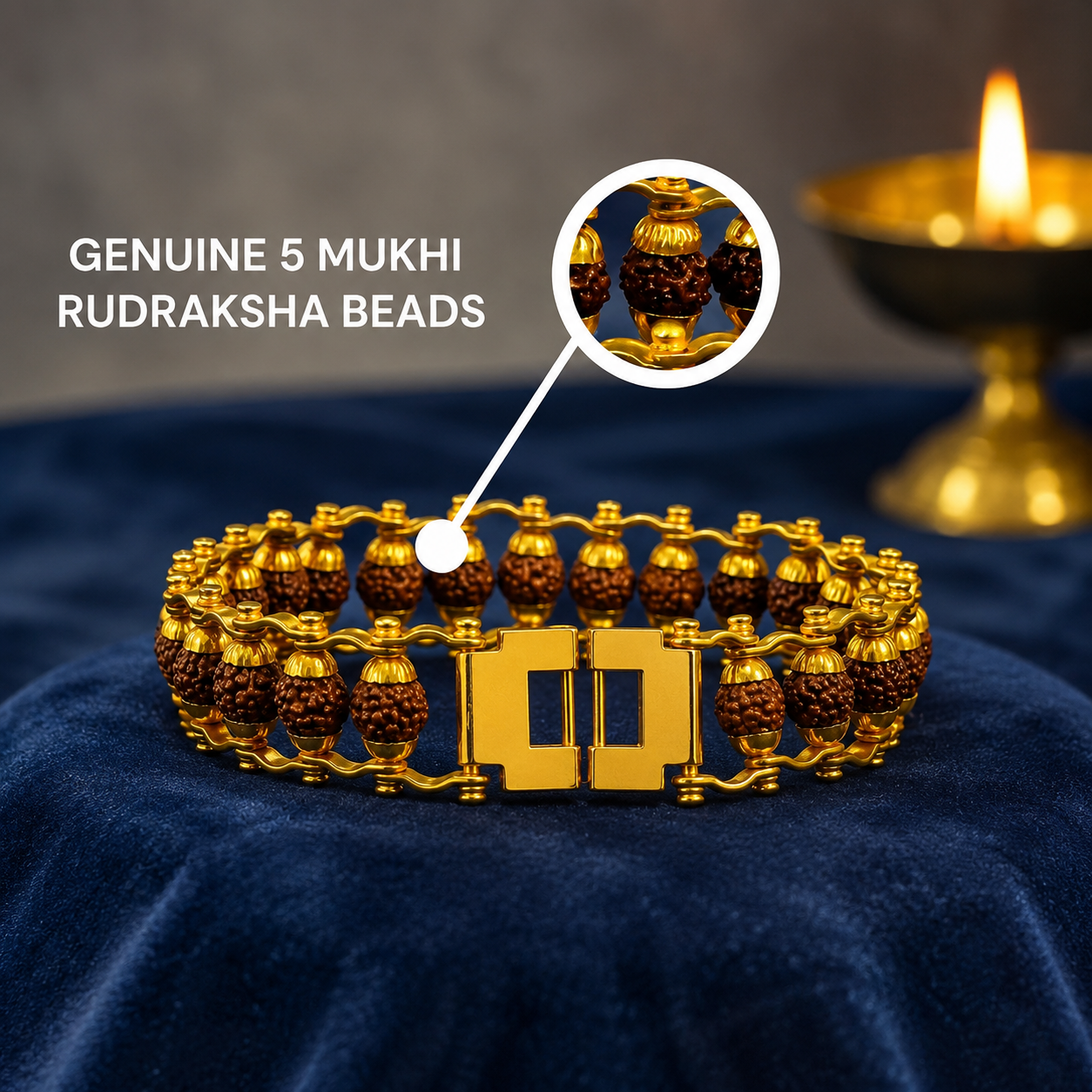 Gold Plated Modern Rudraksha Bracelet